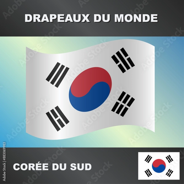 Obraz Drapeau ondulé par le vent de corée du sud