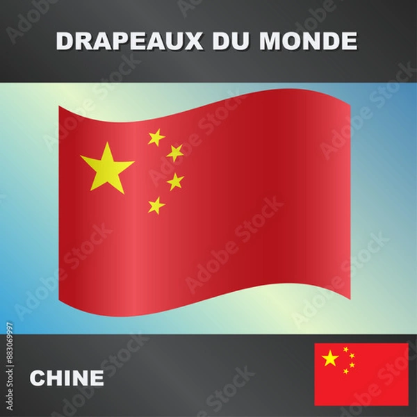 Obraz Drapeau ondulé par le vent de chine