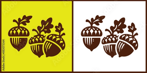 Fototapeta acorn icon set Oak nut Oak seed Oak apple collection Vector illustration