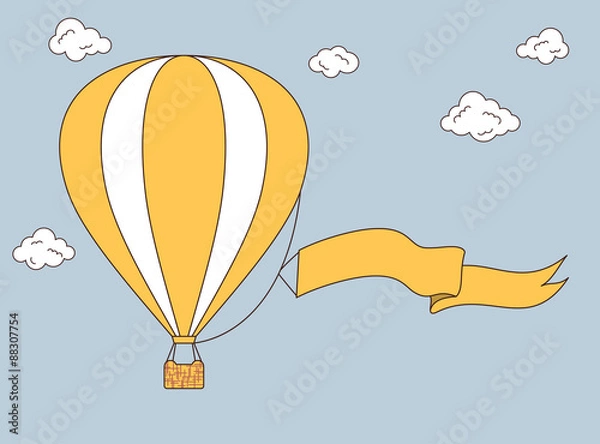 Obraz Balon na ogrzane powietrze z banerem na tekst