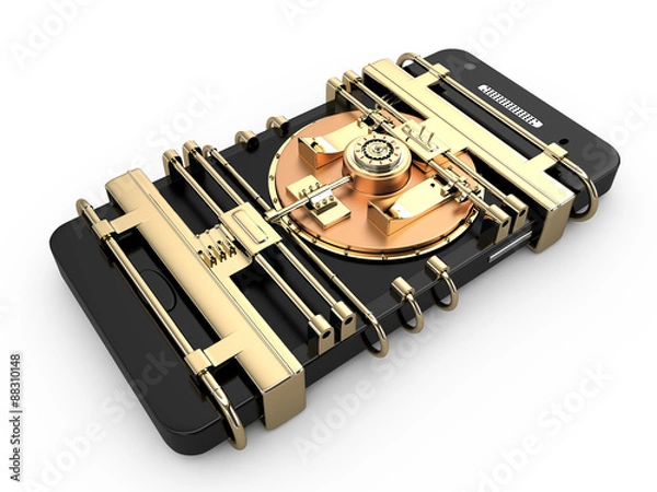 Obraz Mobile security and protection concept, 3D