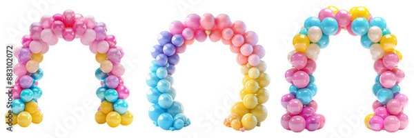 Obraz Colorful party balloons arch isolated on transparent background