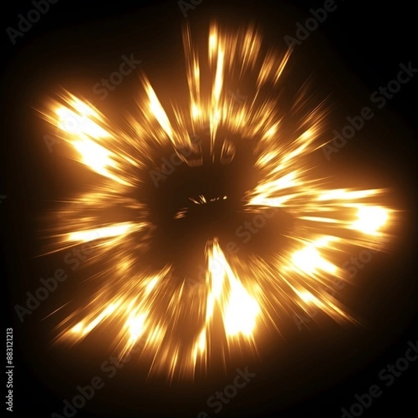Fototapeta Hit wave and Impact Effect on black background, game effect, vfx