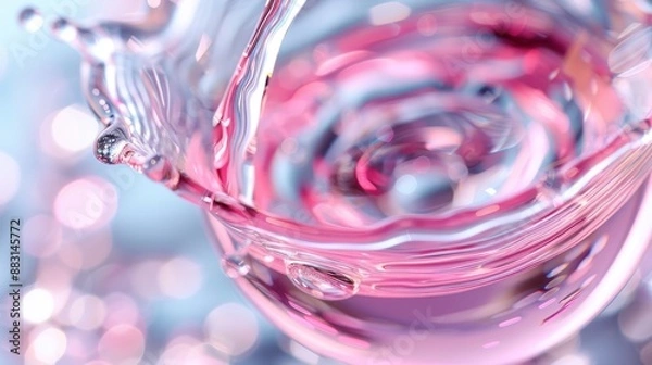 Fototapeta A close-up macro photograph showcasing a dynamic splash of pink liquid in sharp detail, emphasizing the fluidity and elegance of the motion captured beautifully.