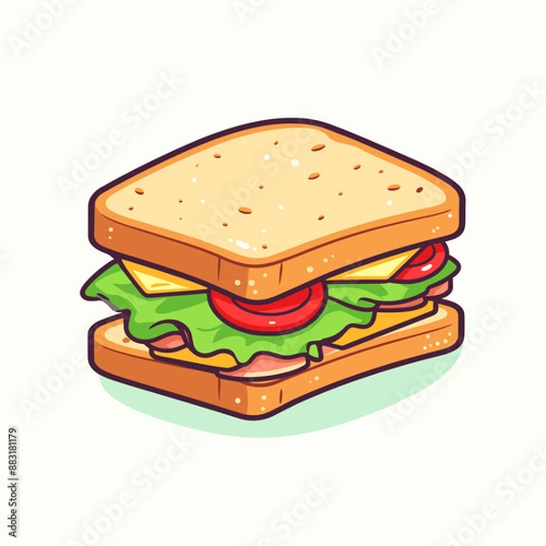 Obraz Sandwich cheeseburger cheese burger floating cartoon vector icon logo illustration fast food flat cartoon drawing art isolated background
