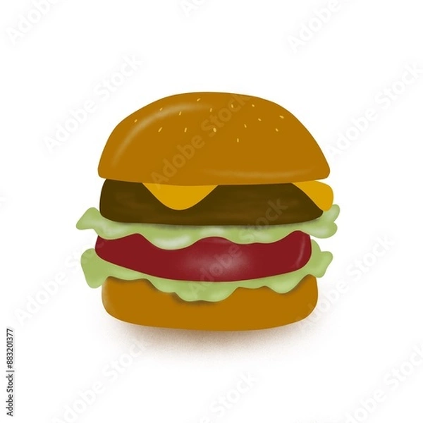 Fototapeta Hamburger buns with cheese on background.