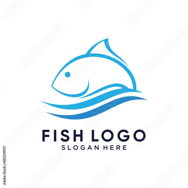 Obraz Fish logo design icon vector illustration with creative concept