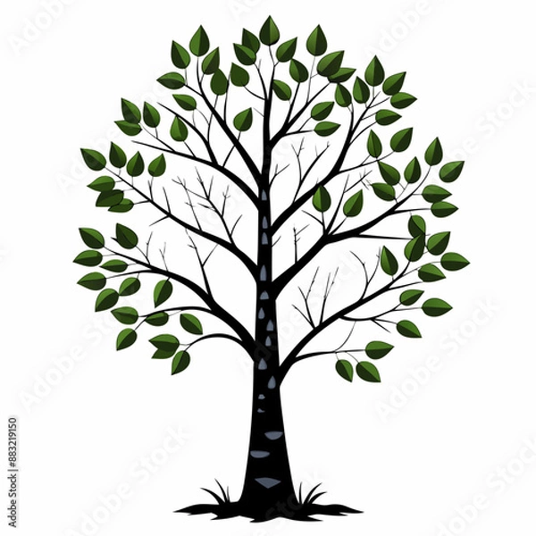 Fototapeta tree with leaves vector illustration 