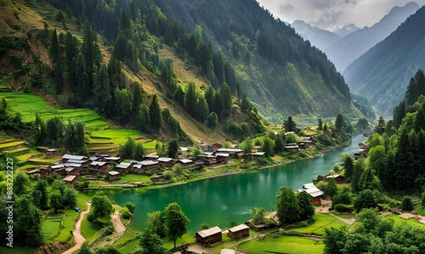 Fototapeta Everlasting Peace: Finding Solace in Pakistan's Neelum Valley
