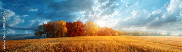 Obraz Half Tone Spring and Autumn Meadow Landscape with Ample Space for Text or Graphics   Renewal and Harvest Concept