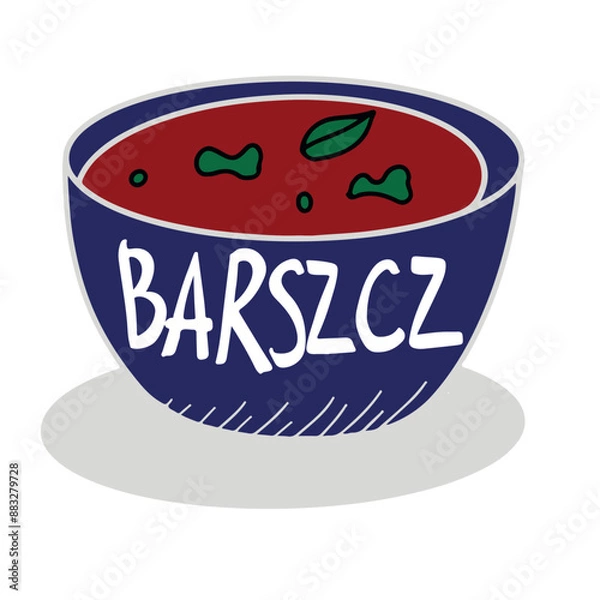 Fototapeta Barszcz translation (Borscht) Soup. Polish dish.Vector illustration of a sketch style.