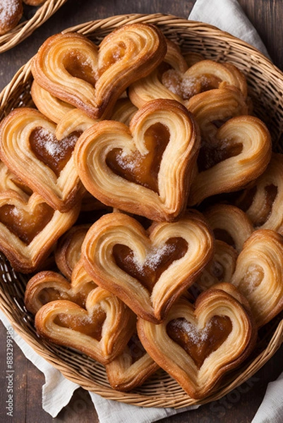 Fototapeta cookies in a basket on a wooden table