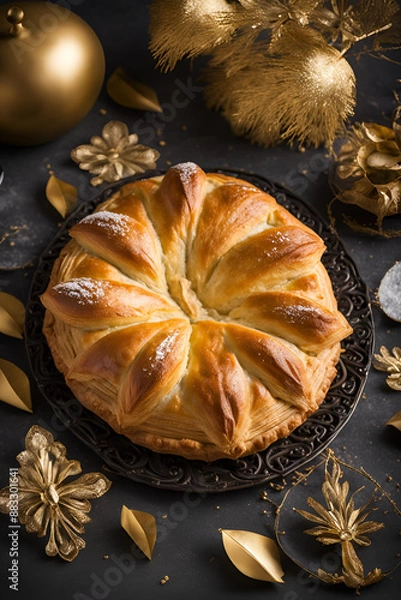 Fototapeta apple pie with nuts and cinnamon