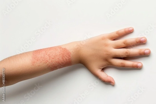 Obraz Children's hand with atopic dermatitis
Dermatitis, diathesis, allergy on the child's body.	