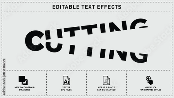 Fototapeta Cutting editable text effects. vector eps files.