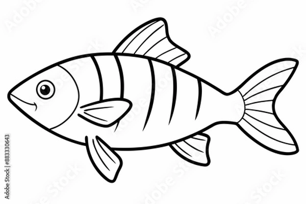 Obraz Fish Icon Vector Line Art Illustration On White Background