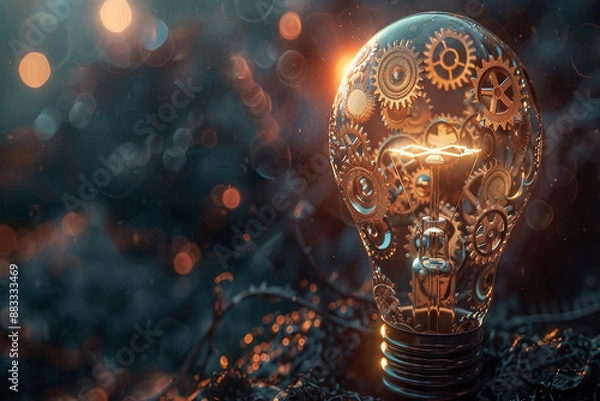 Fototapeta A Colorful Light Bulb illustration with background electric concept generative AI