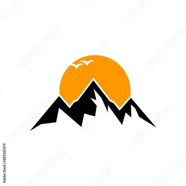 Fototapeta Summit Serenity Unique Mountain Hill Vector Design
