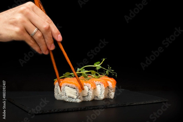 Obraz sushi with chopsticks