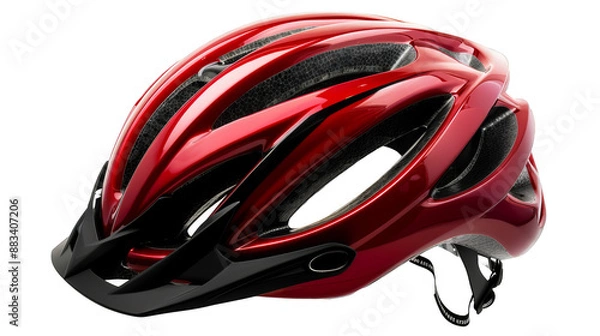 Fototapeta Red bicycle helmet Isolated on transparent background