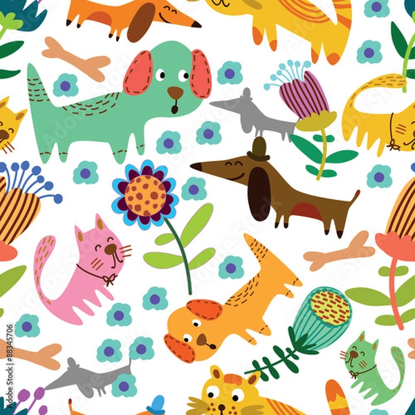 Obraz Cartoon seamless pattern for childish designs.