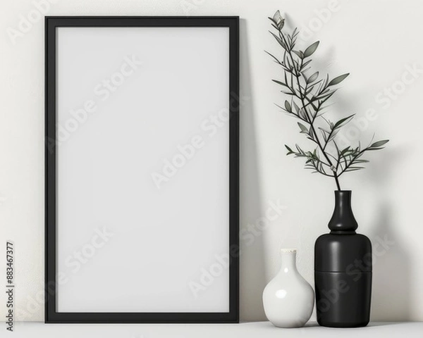 Fototapeta blank black frame with blank frame mockup illustration, in the style of use of paper, 32k uhd, framing