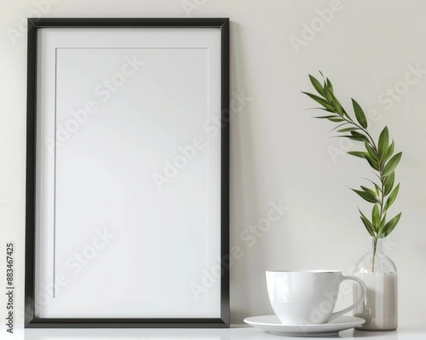 Fototapeta blank black frame with blank frame mockup illustration, in the style of use of paper, 32k uhd, framing