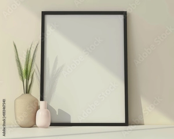 Fototapeta blank black frame with blank frame mockup illustration, in the style of use of paper, 32k uhd, framing
