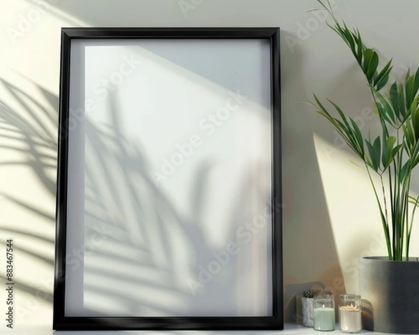 Fototapeta blank black frame with blank frame mockup illustration, in the style of use of paper, 32k uhd, framing