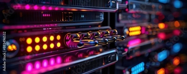 Fototapeta Advanced cybersecurity data center, holographic interfaces and digital protection, securing the future of internet safety