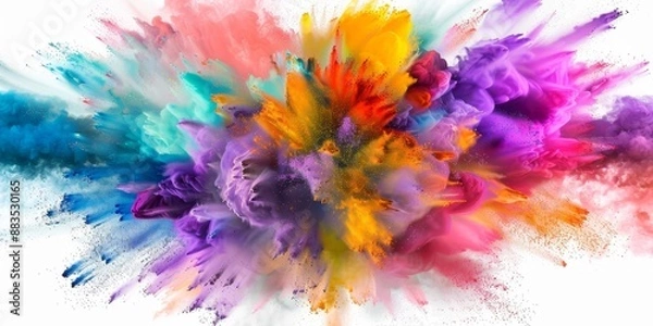 Fototapeta Vibrant Color Explosion on White Background - Dynamic and Energetic Abstract Design