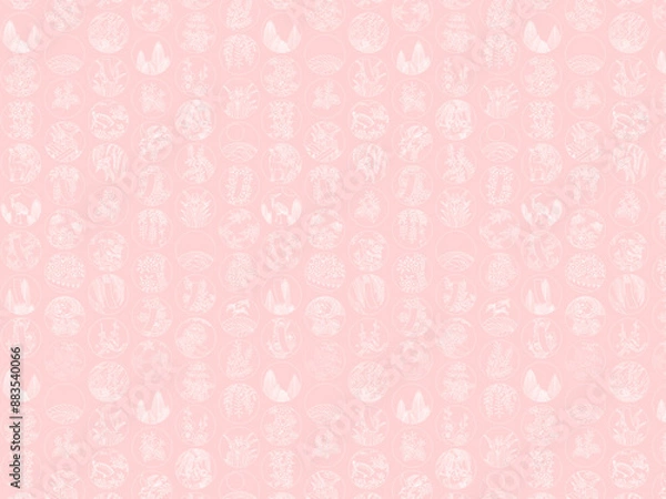 Fototapeta 円形花札の壁紙用イラスト