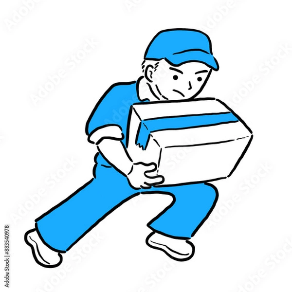 Fototapeta 荷物を届ける配達員の男性