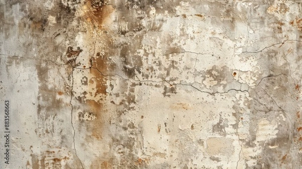 Fototapeta Weathered and Cracked Wall with Peeling Paint