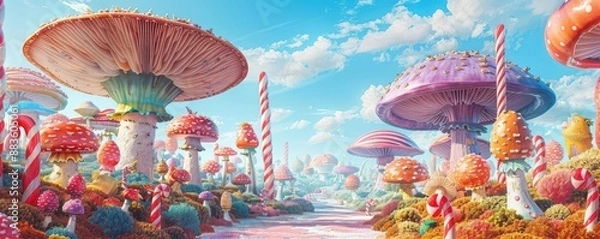 Fototapeta Panoramic view of a whimsical fantasy world