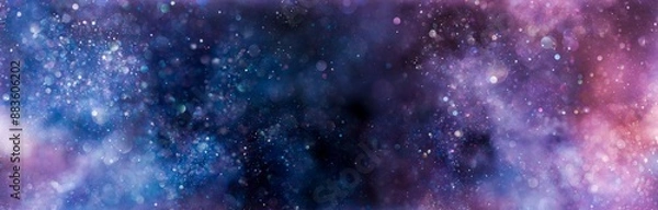 Obraz Sparkling lights glittering in ethereal blues purples and pinks. Magical galaxy or nebula background in vibrant dreamy colors.