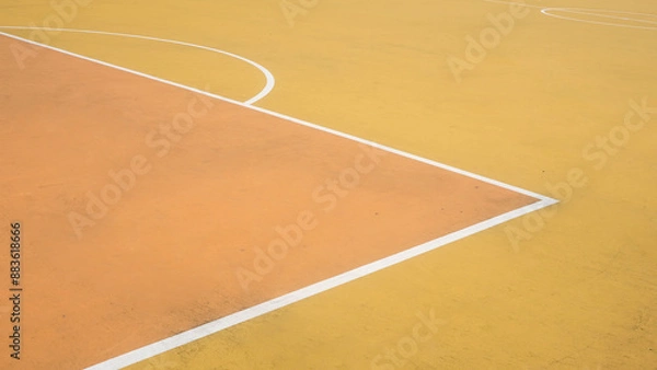 Fototapeta Colorful yellow, orange, soccer field with white lines