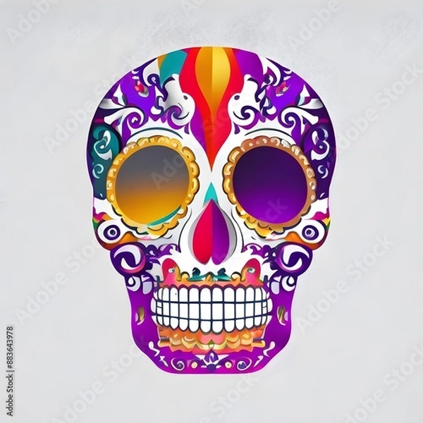 Fototapeta single Doodle vector  color skull head vector  , with white background