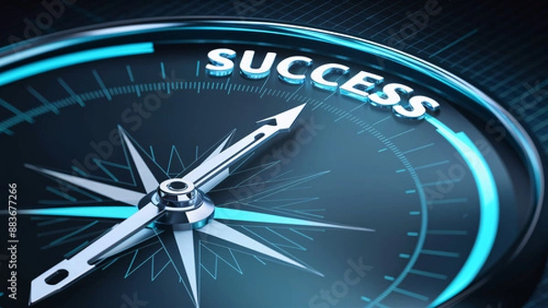 Fototapeta High-Tech Compass Pointing to Success: Modern Symbol of Business Growth and Strategic Investment