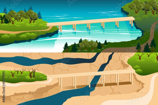Fototapeta Before and After Comparison of Drought