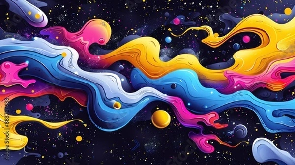 Obraz Abstract Space with Swirling Colors and Stars