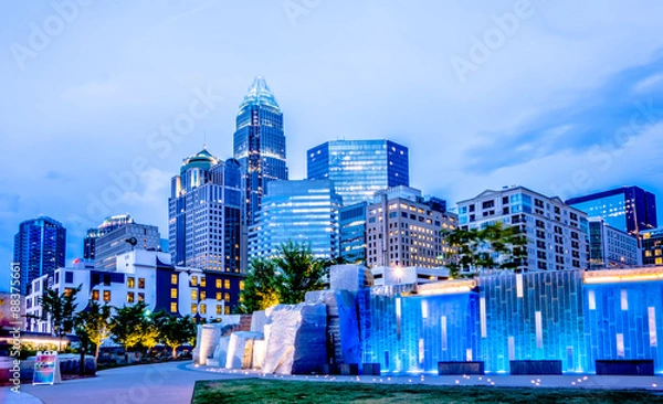 Fototapeta Charlotte North Carolina panoramę miasta w centrum miasta