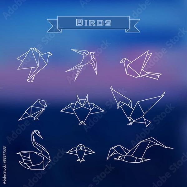 Fototapeta Set polygonal birds