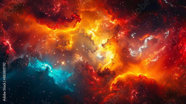 Obraz Abstract cosmic galaxy background with swirling nebulae stars
