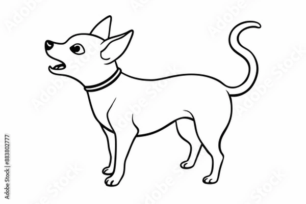 Obraz 
Chihuahua Dog line art vector illustration, Dogs and puppies in different breed, corgi, golden retriever, poses, sitting, standing, jump

