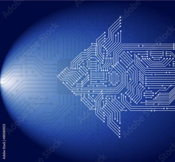 Obraz Abstract arrow circuit over circuit board  background