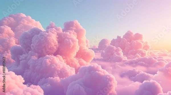 Fototapeta D pastel clouds floating in a cotton candy sky AI generated illustration