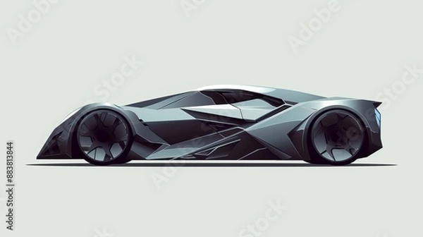 Fototapeta D style illustration of a car prototype in  format  AI generated illustration