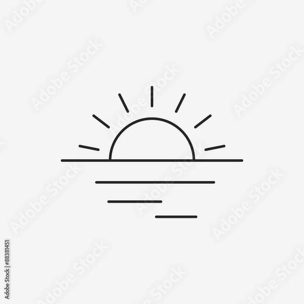 Fototapeta sunset line icon