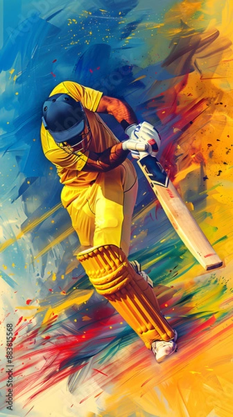 Obraz Cricket banner batting vertical wallpaper cricket world cup background cricket tournament poster premier league wallpaper